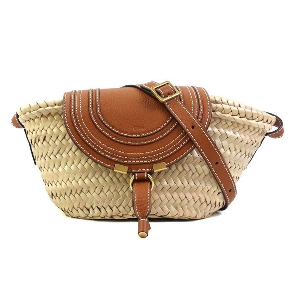 Chloe shoulder bag straw leather brown natural